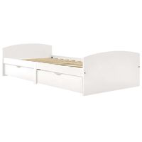 vidaXL Cadru de pat cu 2 sertare, alb, 90 x 200 cm, lemn masiv de pin