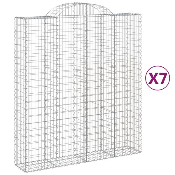 vidaXL Coșuri gabion arcuite, 7 buc, 200x50x220/240cm, fier galvanizat