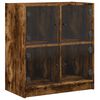 vidaXL Dulap lateral cu uși din sticlă, stejar fumuriu, 68x37x75,5 cm