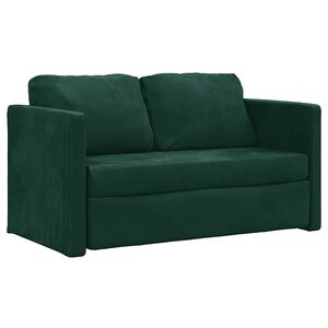 vidaXL Canapea extensibilă de podea 2 &icirc;n 1, verde &icirc;nchis, 122x204x55cm