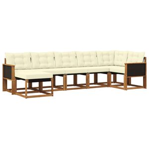 vidaXL Set de canapele de exterior cu pernă 7 pcs Natural și Crem