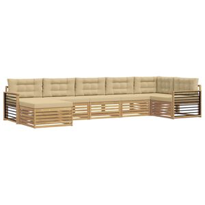 vidaXL Set de canapele de exterior cu pernă 7 pcs Alb și Bej