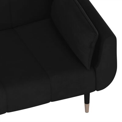 vidaXL Canapea extensibilă cu 2 locuri, 2 perne, negru, catifea