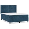 vidaXL Pat box spring cu saltea, albastru &icirc;nchis, 140x200 cm, catifea