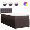 vidaXL Pat box spring cu saltea, maro &icirc;nchis, 90x200 cm, textil