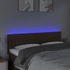 vidaXL Tăblie de pat cu LED, maro &icirc;nchis, 144x5x78/88 cm, textil