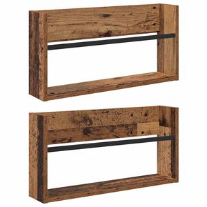 vidaXL Raft pentru reviste cu raft 2 pcs Lemn vechi 60 x 12 x 30 cm