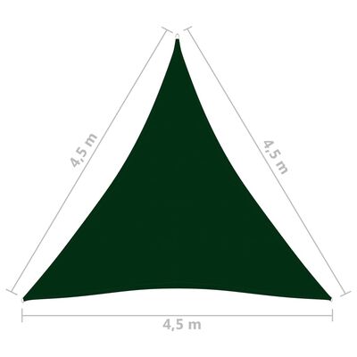 vidaXL Parasolar, verde, 4,5x4,5x4,5 m, țesătură oxford, triunghiular