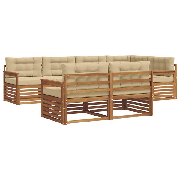 vidaXL Set de canapele de exterior cu pernă 7 pcs Natural și Bej