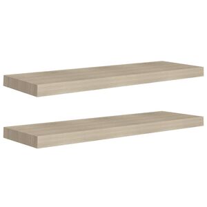 vidaXL Rafturi de perete suspendate 2 buc., stejar, 80x23,5x3,8 cm MDF