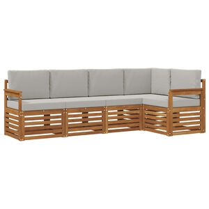 vidaXL Set canapea sectională cu pernă 5 pcs Gri natural și deschis