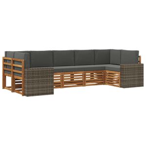 vidaXL Set canapea sectională 7 pcs Natural și Antracit Poliester
