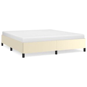 vidaXL Cadru de pat fără saltea, crem, 160x200 cm, piele ecologică