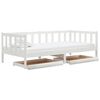 vidaXL Pat de zi cu sertare, alb, 90x200 cm, lemn masiv de pin