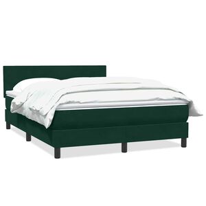 vidaXL Pat box spring cu saltea, verde &icirc;nchis, 160x220 cm, catifea