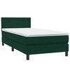 vidaXL Pat box spring cu saltea, verde &icirc;nchis, 100x220 cm, catifea