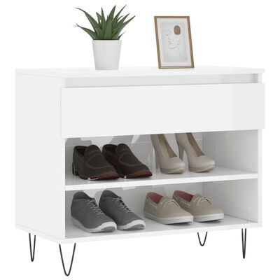 vidaXL Pantofar, alb extralucios, 70x36x60 cm, lemn prelucrat
