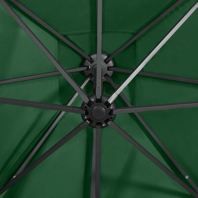 vidaXL Umbrelă suspendată cu stâlp și LED-uri, verde, 250 cm