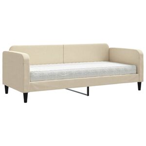 vidaXL Pat de zi cu saltea, crem, 80x200 cm, textil
