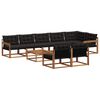 vidaXL Set de canapele de exterior cu pernă 9 pcs Natural și Negru