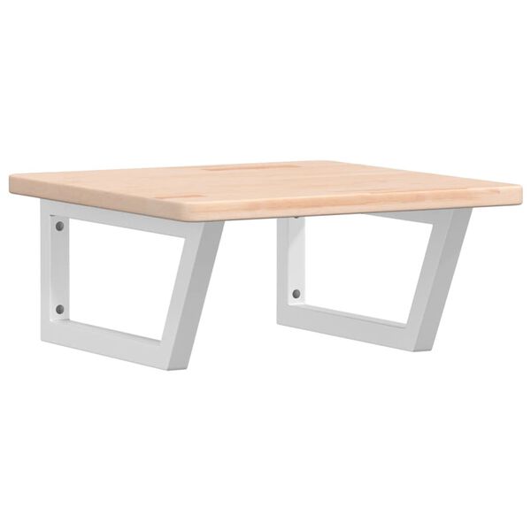 vidaXL Raft pentru lavoar montat pe perete, oțel și lemn masiv stejar