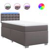 vidaXL Pat box spring cu saltea, gri, 90x200 cm, piele ecologică