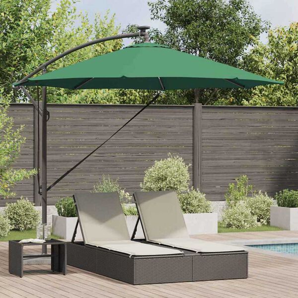 vidaXL Parasol banana cu brațe Verde 294 x 294 x 248 cm