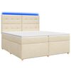 vidaXL Pat boxspring cu saltea cu benzi LED Crem 200 x 200 cm Țesătură