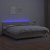 vidaXL Pat cu arcuri, cu saltea și LED cappuccino 200x200 cm piele eco