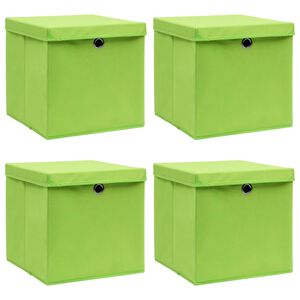 vidaXL Cutii depozitare cu capace 4 buc. verde, 32x32x32 cm, textil
