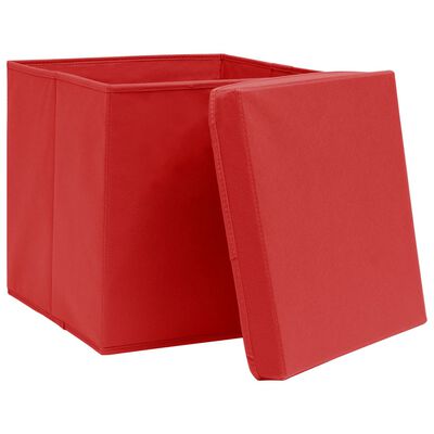 vidaXL Cutii depozitare cu capace 4 buc. roșu, 32x32x32 cm, textil