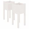 vidaXL Jardiniere de grădină, 2 buc., alb, 31x31x70 cm, lemn masiv pin
