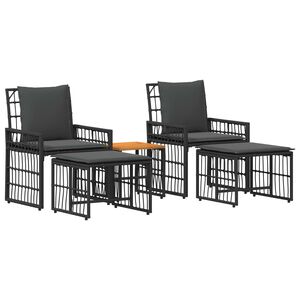 vidaXL Set de Mobilier pentru Exterior 5 pcs Negru și Gri &icirc;nchis