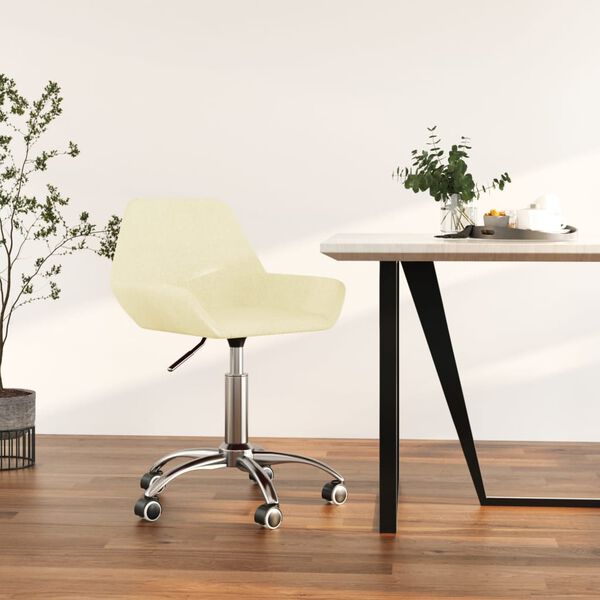 vidaXL Scaun de birou pivotant, crem, material textil