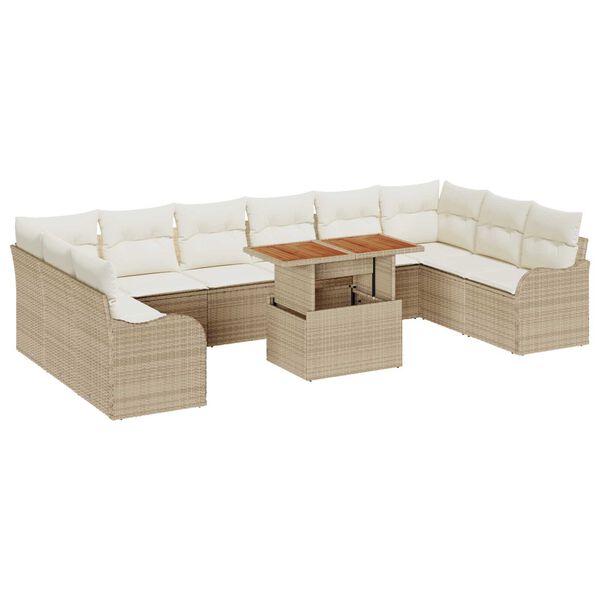 vidaXL Set de canapele pentru grădină 11 pcs Bej Rattan poli