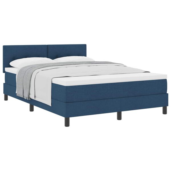 vidaXL Pat cu arcuri cu headboard albastru 140 x 190 cm țesătură