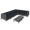vidaXL Set mobilier de grădină cu perne, 7 piese,gri &icirc;nchis, poliratan