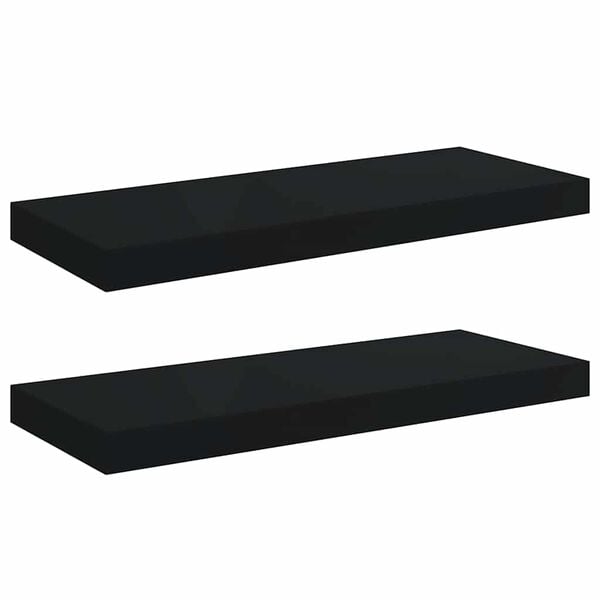 vidaXL Rafturi de perete suspendate, 2 buc., negru, 60x23,5x3,8 cm MDF