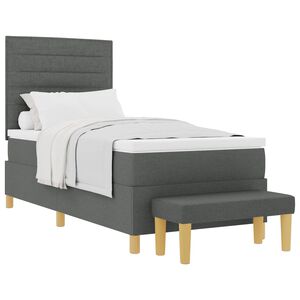 vidaXL Pat cu arcuri cu headboard Gri &icirc;nchis 200 x 90 cm țesătură
