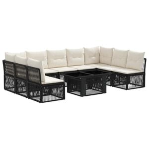 vidaXL Set de canapele pentru grădină 10 buc. Negru poliratan