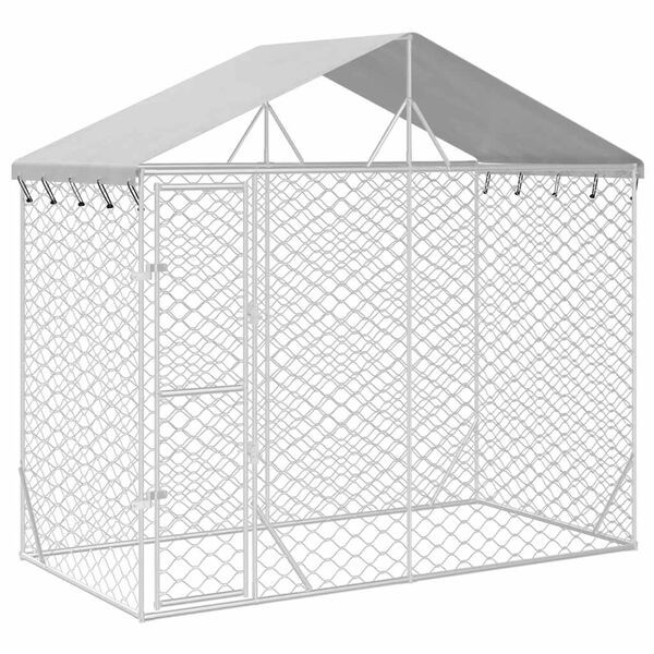 vidaXL Padoc de exterior&acoperiș argintiu 3x1,5x2,5 m oțel galvanizat