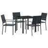 vidaXL Set de masă pentru grădină 5 pcs Negru Ratan PE