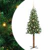 vidaXL Brad de Crăciun subțire Verde 150 cm PVC și lemn de PIN masiv