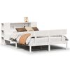 vidaXL Pat cu bibliotecă fără saltea, alb, 135x190 cm, lemn masiv pin