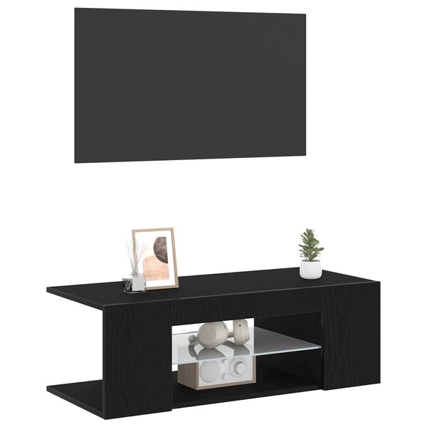 vidaXL Cabinet TV cu sertar Stejar Negru 90 x 39 x 30 cm Lemn compozit