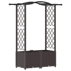 vidaXL Pat Ridicat cu Trellis și Acoperiș Maro 125 x 40 x 138 cm PP