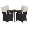 vidaXL Set mobilier de grădină cu perne, 5 piese, negru, poliratan