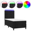 vidaXL Pat continental cu saltea și LED, negru, 80x200 cm, catifea