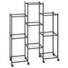 vidaXL Suport pentru flori cu roți, 83x25x103,5 cm, negru, fier
