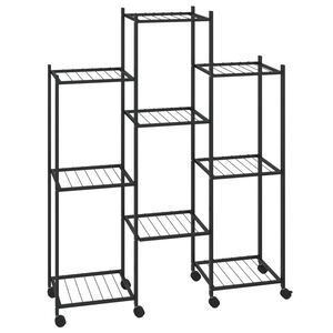vidaXL Suport pentru flori cu roți, 83x25x103,5 cm, negru, fier